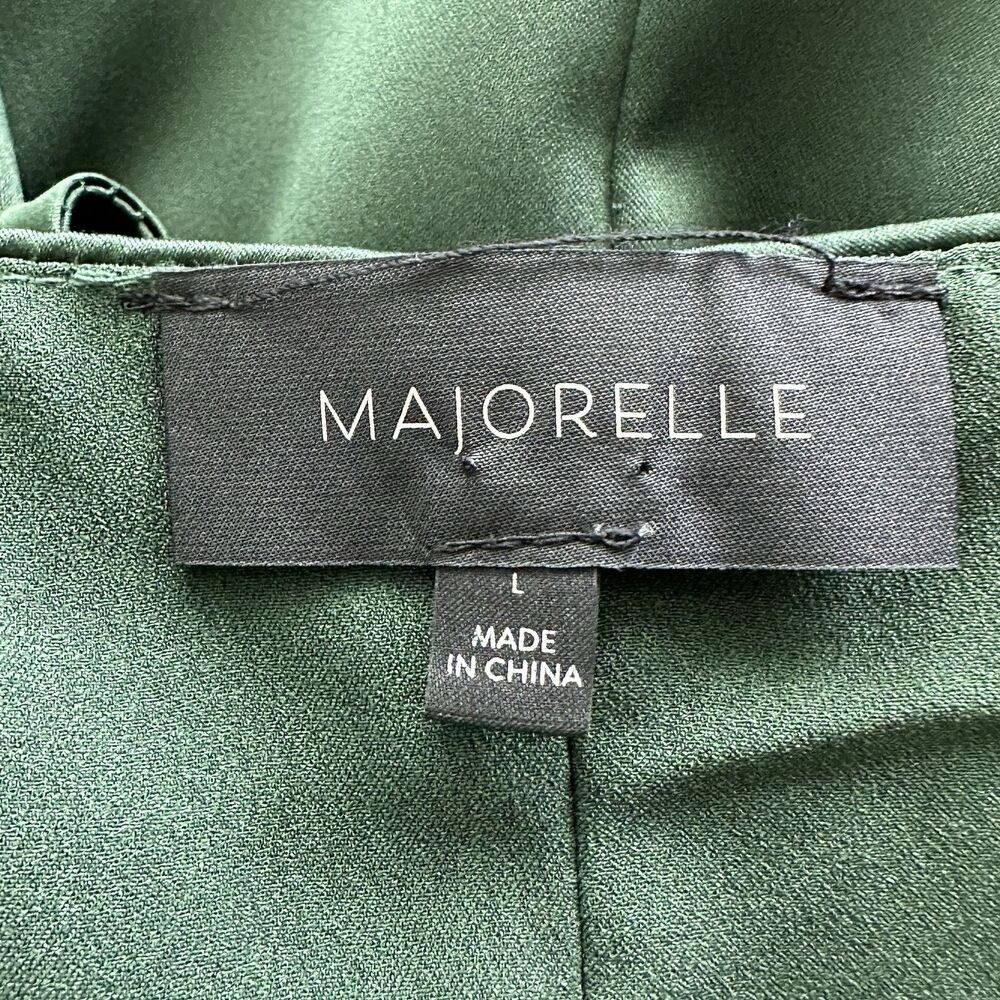 REVOLVE MAJORELLE Dress L Green Nina Satin Wrap Mini Spaghetti Strap Women's - Picture 8 of 12